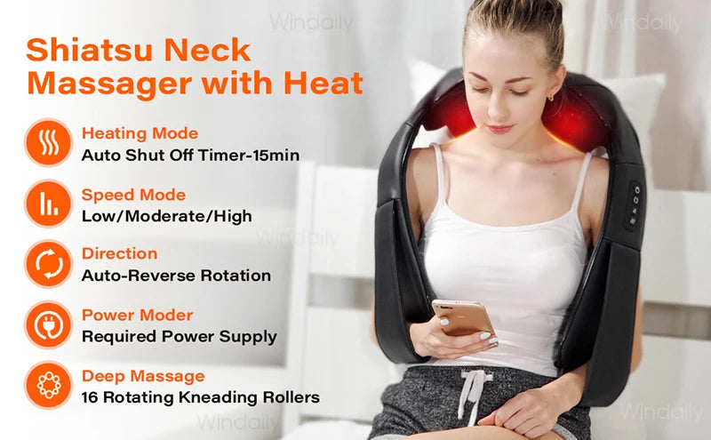 Shiatsu Neck and Shoulder Massager With Heat