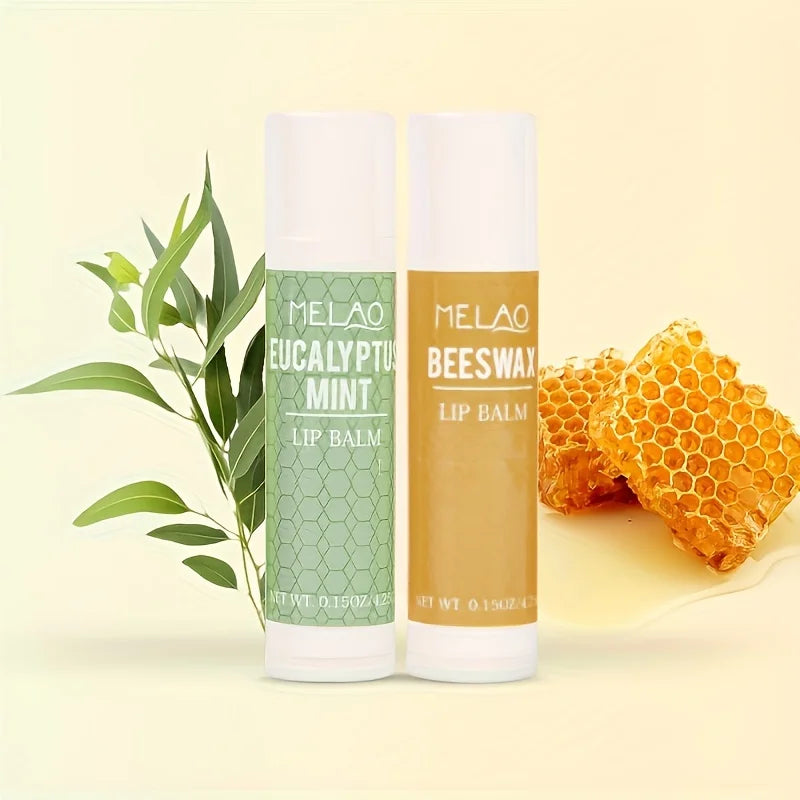 MELAO Lip Balm Set with Aloe, Extra Virgin Olive Oil, Beeswax & Essential Oils