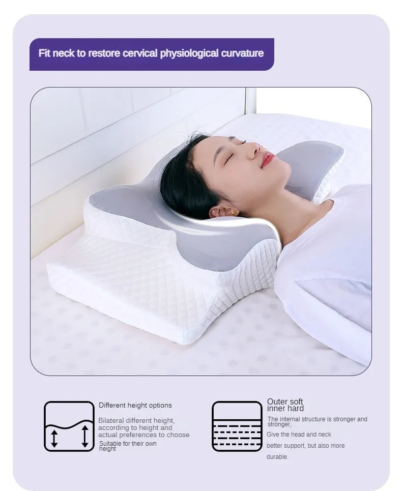 Ergonomic Orthopedic Neck Support Contour Pillow For Side Back Stomach Sleepers