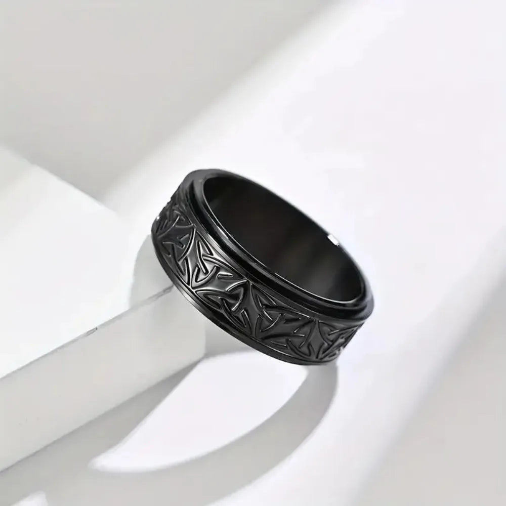 Viking Celtic Knot Rune Rotating Anxiety Joint Ring For Men Anti Stress Stainless Steel Spinner Fidgets Ring Anillo Antiestres