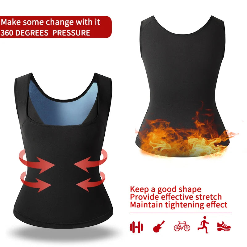 Women Thermo Sweat Vest Men Sauna Tank Top Slimming Belly Compression Waist Trainer Fat Burning Abdomen Workout Shirt Gym Corset