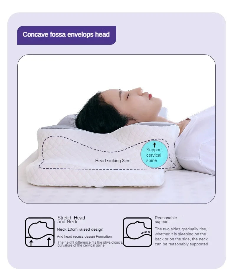 Ergonomic Orthopedic Neck Support Contour Pillow For Side Back Stomach Sleepers