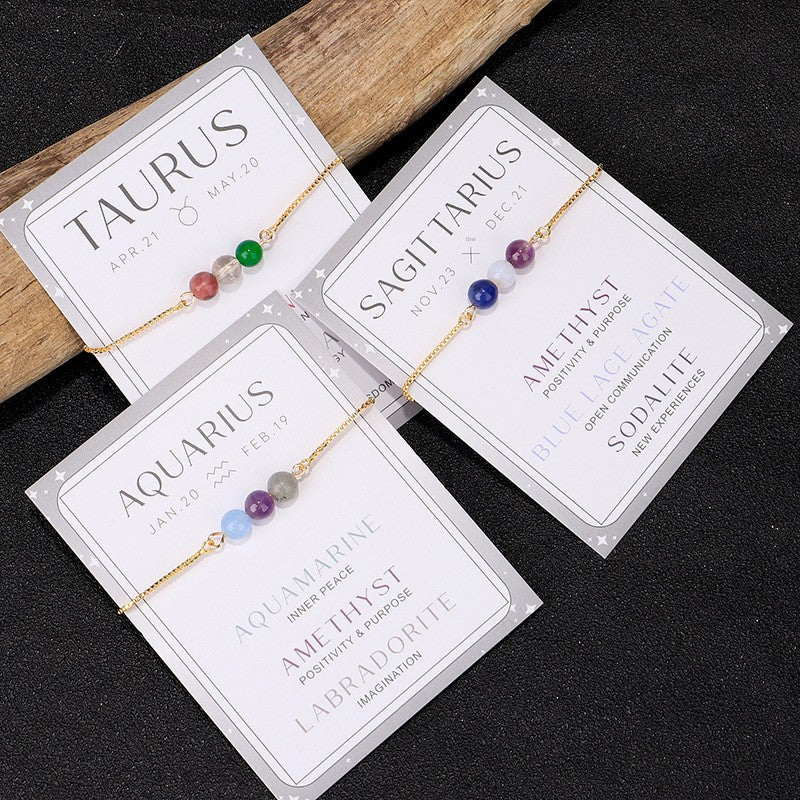 Twelve Constellation Moonstone Combination Color Protection Women's Bracelet