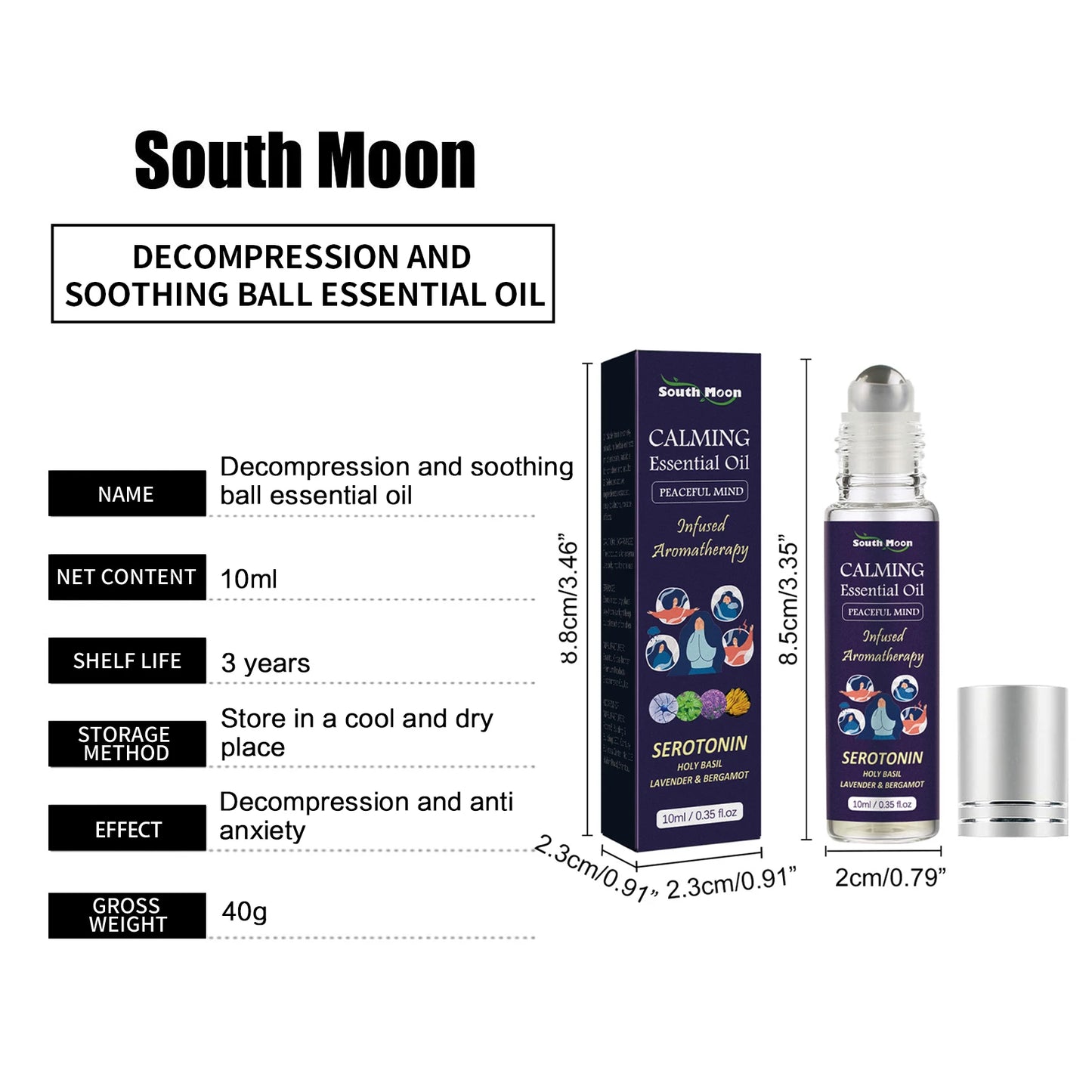 South Moon Calming Essential Oil Stress Relieve Improve Mental Anxiety Nerve Relax Insomnia Fragrant Help Sleep Anti Anxiety Oil