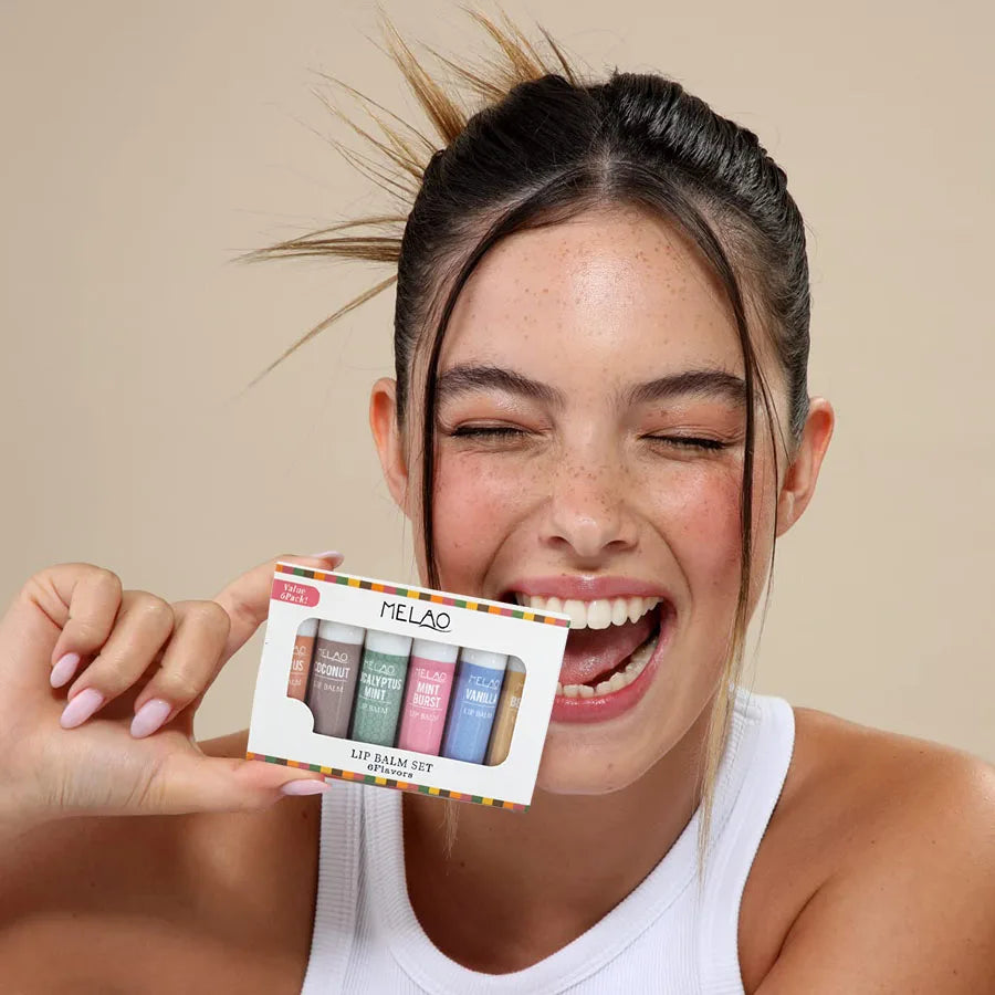 MELAO Lip Balm Set with Aloe, Extra Virgin Olive Oil, Beeswax & Essential Oils