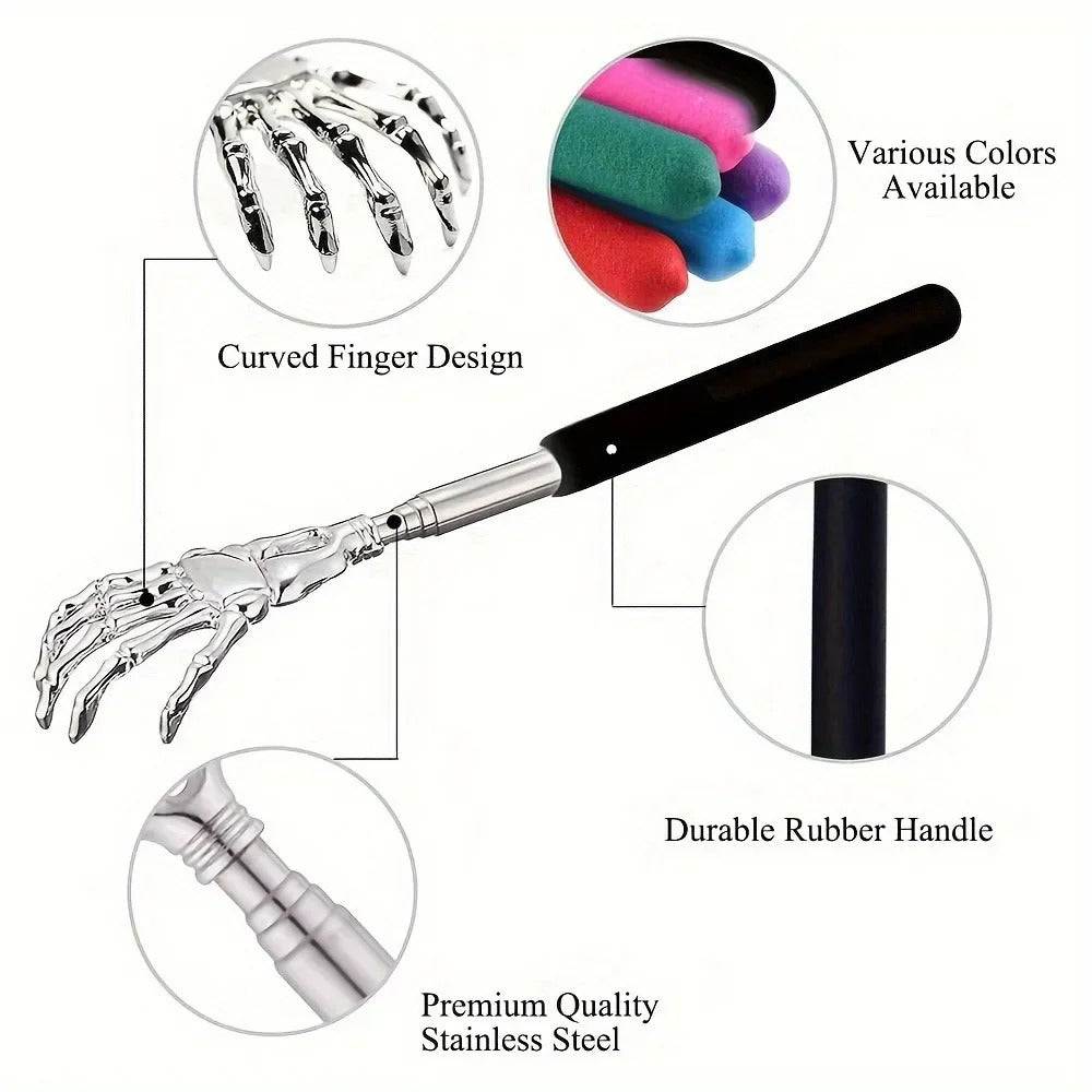 Premium Portable Extendable Back Scratcher | Telescoping Stainless Steel Massager for Humans & Pets