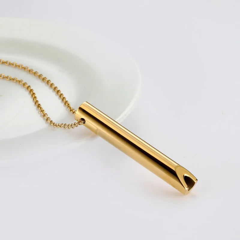 Stainless Steel Anxiety Breathing Necklace Stress Relief Meditation Necklaces Yoga Ritual Quit Smoking Anxiety Relief Jewelry