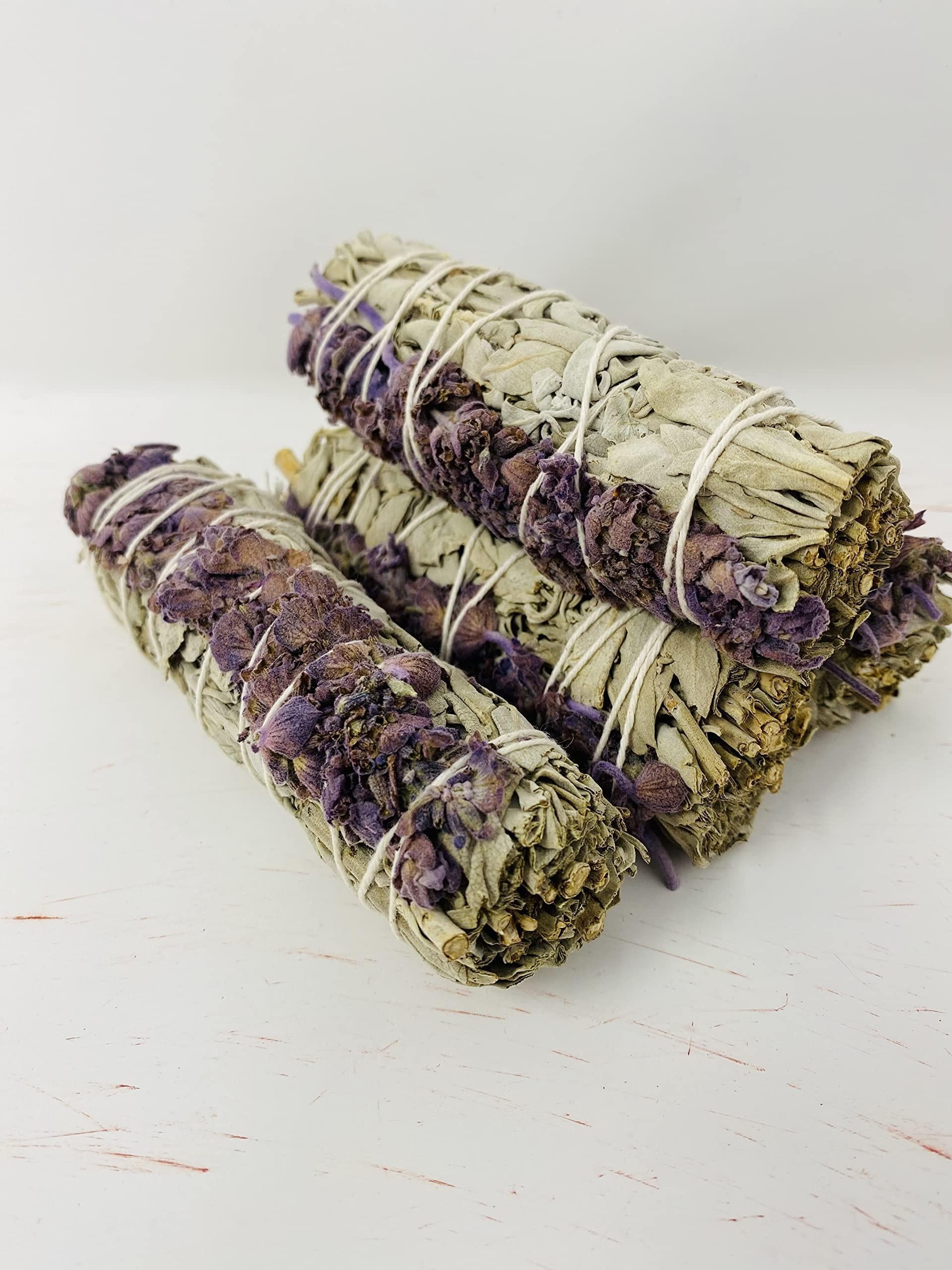 Bholi Sage plus Sage Smudge Kit for Cleansing Negative Energy Lavender with White Sage Smudge Sticks Pack of 4