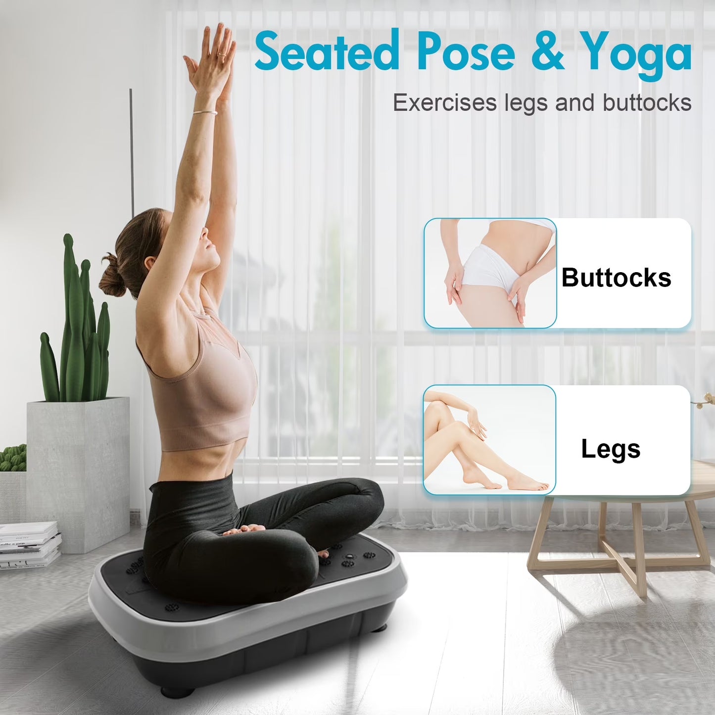 Vibration Plate Exercise Machine, Full Body Workout Machine for Weight Loss, Vibrating Board 300LBS Capacity, Vibration Platform with Resistance Bands, Remote Control, Silver-White